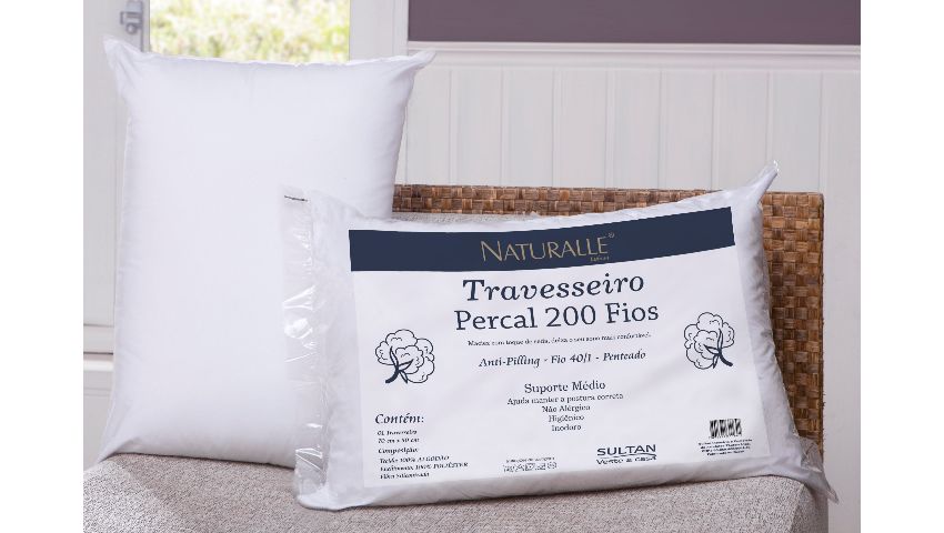 TRAVESSEIRO NATURALLE PERCAL SUPORTE MEDIO 70CMX50CM