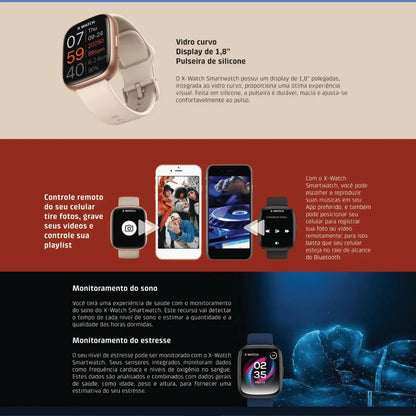 Relógio Smartwatch Orient X Watch Original - Branco/Grafite