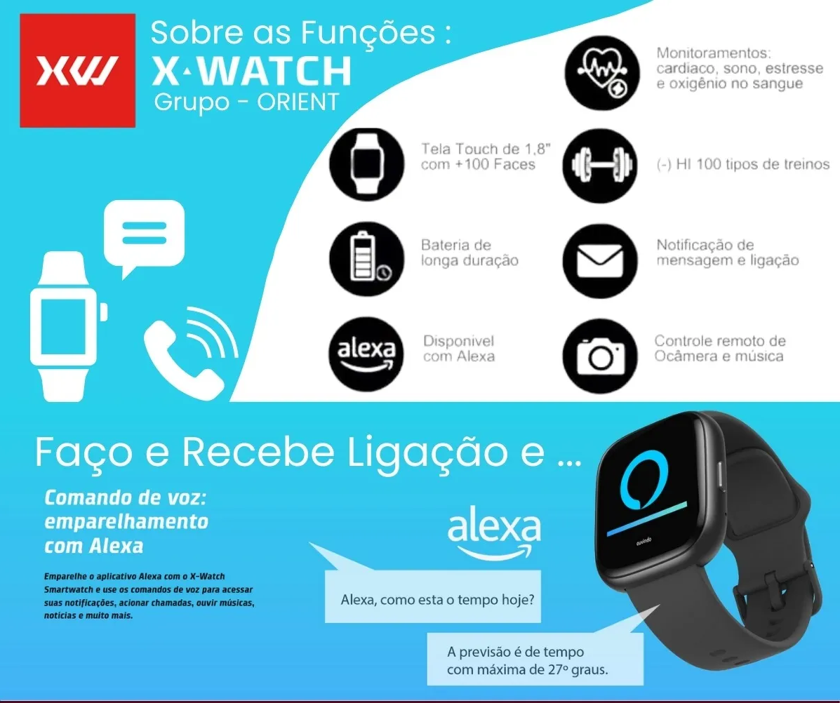 Relógio Smartwatch Orient X Watch Original - Branco/Grafite